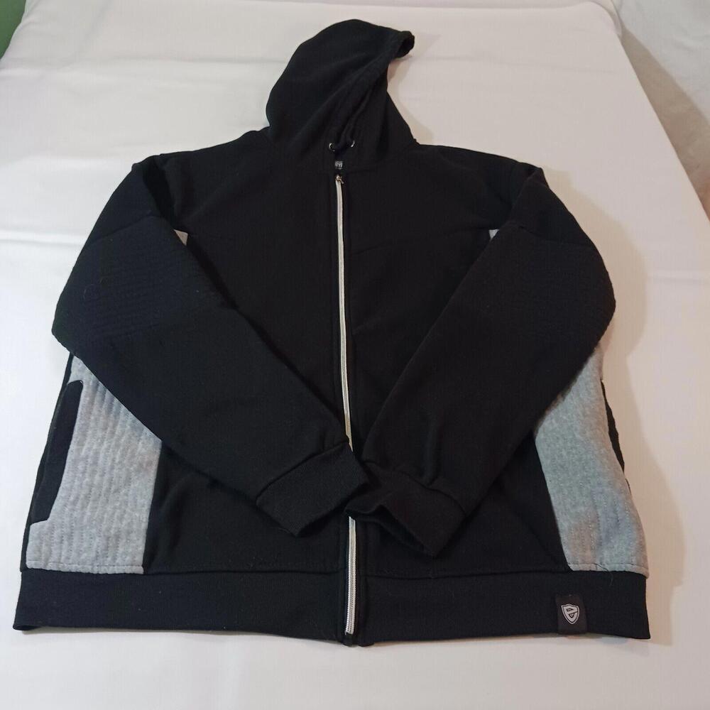 Encrypted Supply Company Men Cotton Blend Black & Gray Full Zip Hoodie Jacket 2X